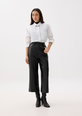 Vegan Leather High Waist Wide Leg Pants
