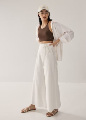 Terry Linen Wide Leg Pants