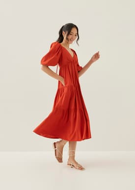 Katrine Padded Tiered Maxi Dress