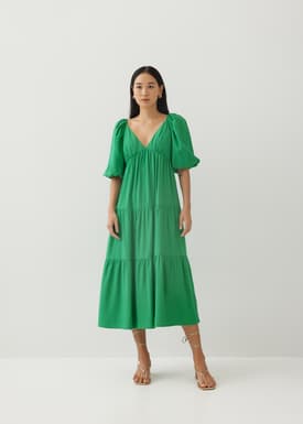 Katrine Padded Tiered Maxi Dress