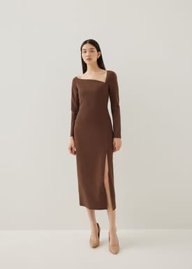 Jinri Asymmetric Bodycon Midi Dress