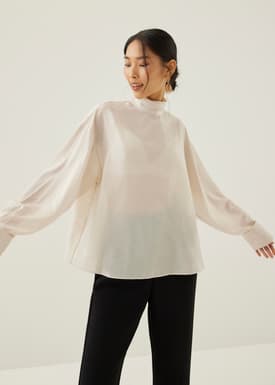 Annalie Organza Turtleneck Blouse