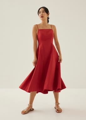 Ares Padded Fit & Flare Midi Dress