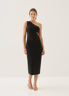 Adaline Padded Asymmetric Midi Dress