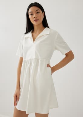 Heather Cotton Babydoll Shirt Dress