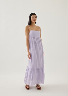 Graciela Padded Broderie Peplum Dress