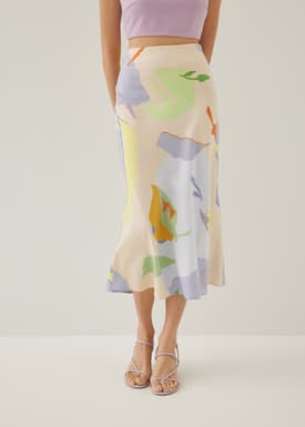 Zandra Flare Midaxi Skirt in Tropical Mirage