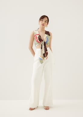 Carson Padded Cotton Crop Top in Tropical Mirage