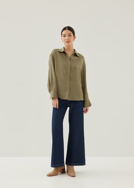 Pennie Satin Cuffed Sleeve Shirt
