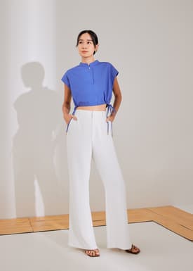 Xia Crop Mandarin Collar Top