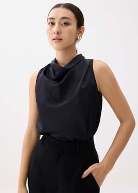 Daya Satin High Cowl Neck Top