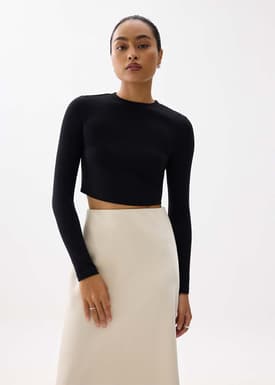 Mason Crop Crew Neck Long Sleeve Top