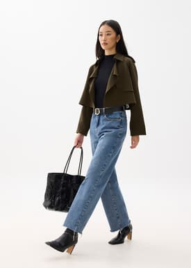 RuchedReady® Collared Boxy Crop Jacket