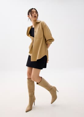Oversized Vegan Leather Collared Shirt