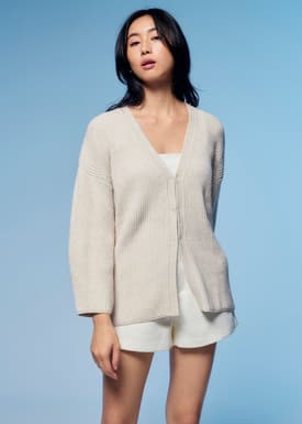 Relaxed Ribbed Knit Cardigan