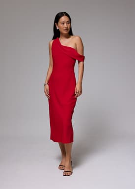 Asymmetric Bias Cut Midaxi Dress