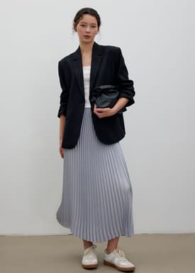 Elastic Pleated High Waist A-line Midaxi Skirt