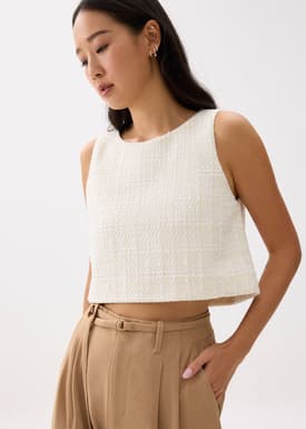 Kaori Tweed Crop Shell Top