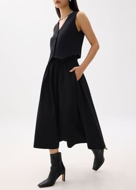 Lara Elastic Reversible Pleated Midi Skirt