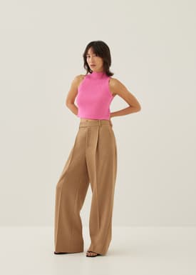Knit Turtleneck Crop Tank Top