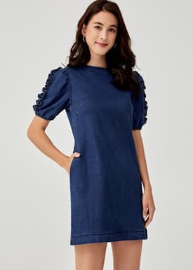 Alvira Frill Sleeve Denim Dress