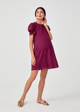 Lachelle Maternity Broderie Anglaise Puff Sleeve Dress