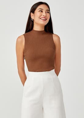 Tessa High Neck Knit Tank Top