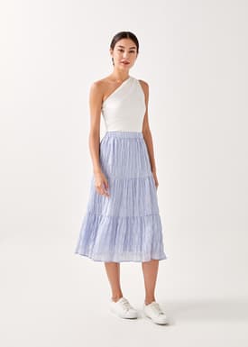 Kalis Textured Tiered Midi Skirt