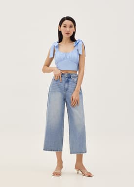 Amoura Linen Tie Shoulder Top
