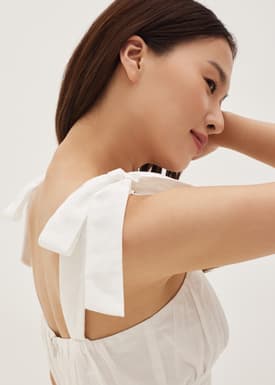 Amoura Linen Tie Shoulder Top