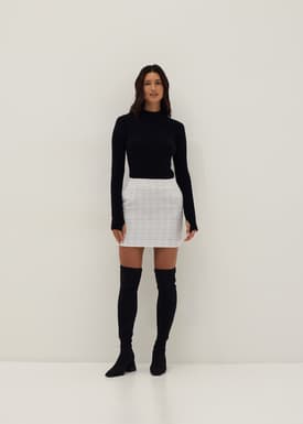 Tweed Straight Mini Skirt