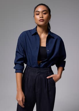 Oversized Collared Button Down Shirt