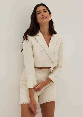 Shiloh Tweed Double Breasted Crop Blazer