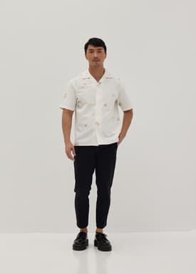 Jaylee Unisex Embroidered Relaxed Shirt in Humble Abode