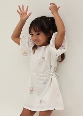 Tiana Embroidered Shift Dress in Humble Abode