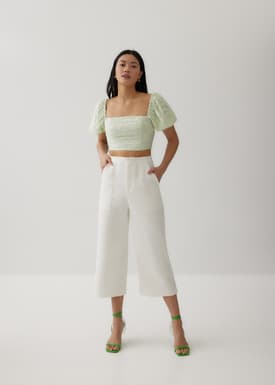 Luz Textured Cross Back Crop Top