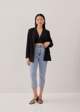 Aurelie High Rise Straight Crop Denim Jeans