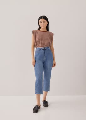 Aurelie High Rise Straight Crop Denim Jeans