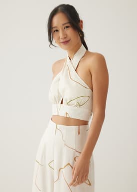Andee Padded Halter Neck Top in Golden Hour