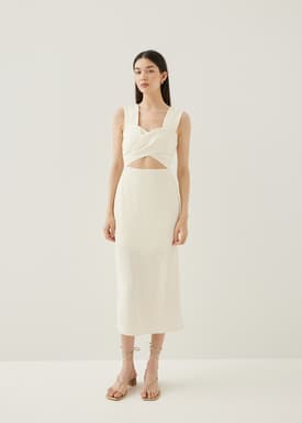 Ivanka Textured Sweetheart Column Midi Dress