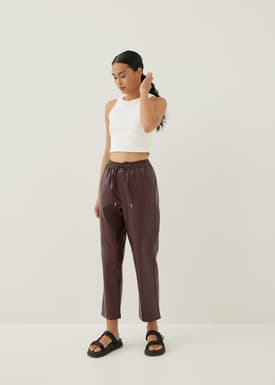 Kadence Elastic Pleather Straight Leg Jogger