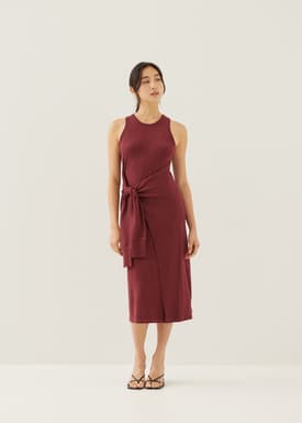 Aliyah Knit Column Wrap Midi Dress