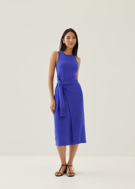 Aliyah Knit Column Wrap Midi Dress