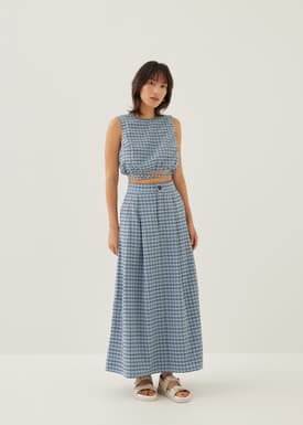 Larson Textured Gingham Crop Top