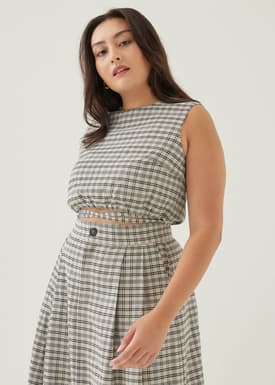 Larson Textured Gingham Crop Top