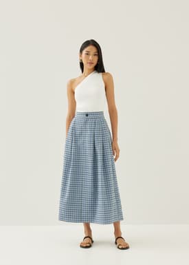Larson Textured Gingham Maxi Skirt