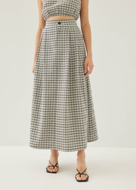 Larson Textured Gingham Maxi Skirt