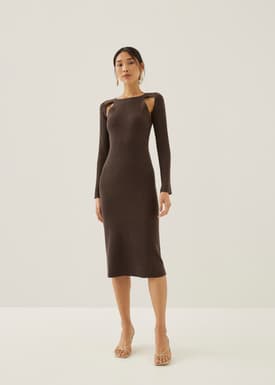Reine Ribbed Knit Bodycon Midi Dress
