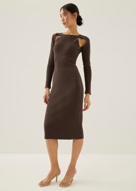 Reine Ribbed Knit Bodycon Midi Dress