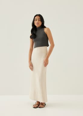 Korin Elastic Knit Column Maxi Skirt